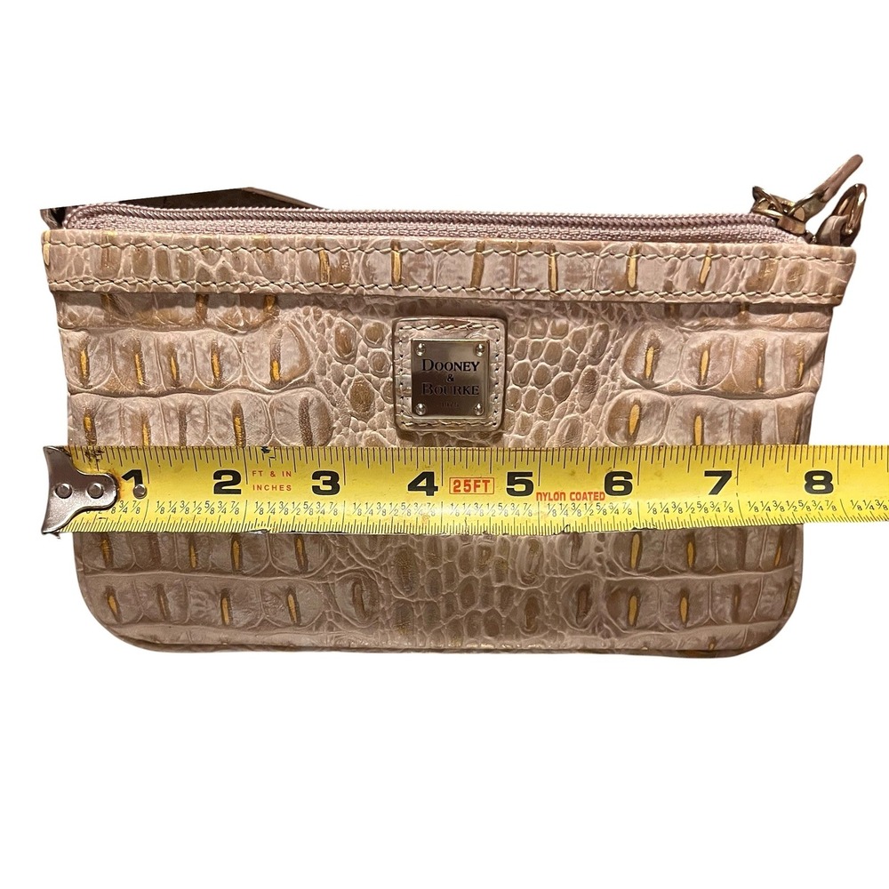 Dooney & Bourke Beige Crocodile Embossed Leather Wristlet Small Bag - Picture 5 of 11